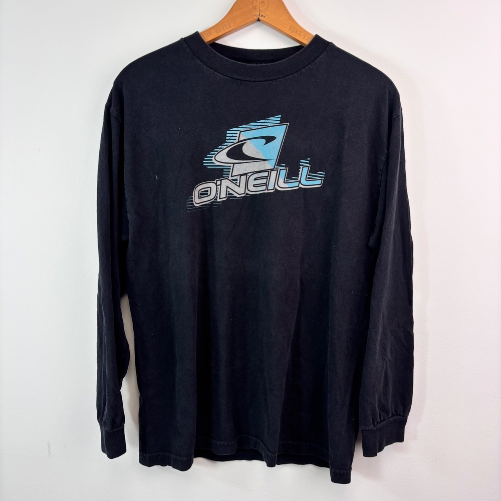 O'Neill Black Long Sleeve Surf Logo Graphic Tee Y2K Skate Streetwear Medium
